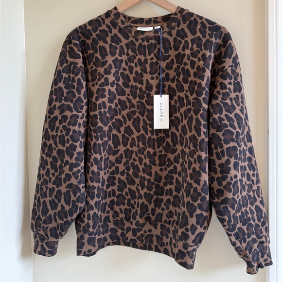 Clare V Tops - Clare V. Double Leopard oversized sweatshirt size small NWT
